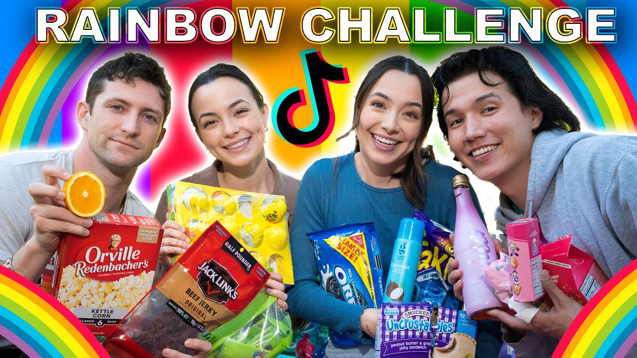 Trying Viral Rainbow TikTok Challenge - Merrell Twins