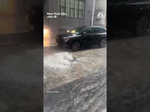 NYC streets flooded after heavy rain