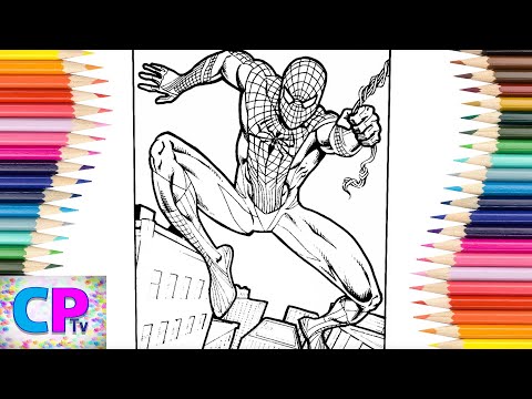 Spiderman Coloring Pages , Another Day for Spiderman to Save the City,Drawing of Superhero