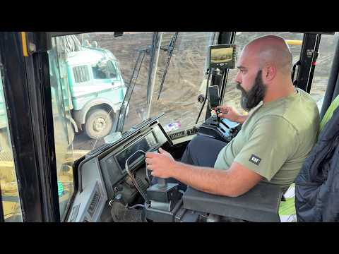 Two Cat 990 Wheel Loaders Loading Trucks In Huge Coal Mine | Operator Cabin View 4K - S.G.M Melidis