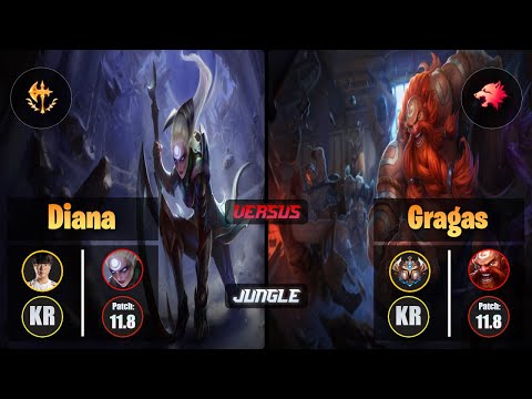 Haru DIANA (Jungle) [Conqueror] VS GRAGAS - Challenger KR Patch 11.8