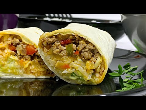 BURRITOS de CARNE Y VERDURAS 🌯 con GUACAMOLE 🥑 y ARROZ 🍚 Receta de COCINA MEXICANA a mi estilo.