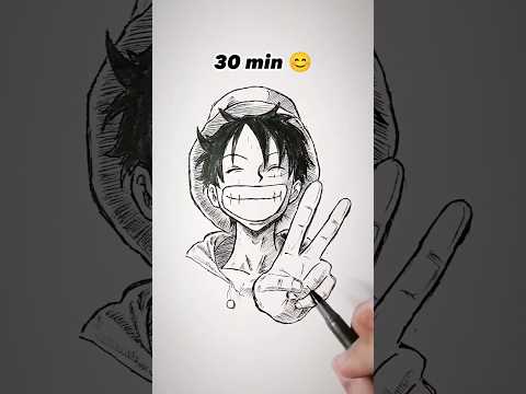 How to Draw Luffy in 10sec, 10mins, 10hrs 😳 #shorts #anime #drawing #luffy