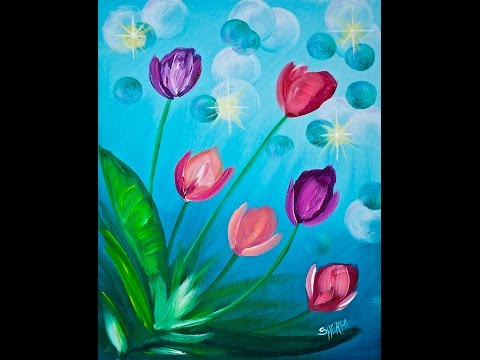 Tulips BEGINNER EASY Acrylic Painting Tutorial