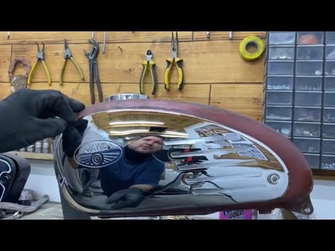 Restoration of Jawa 360-559 FUEL Tank chrome parts ( 1 ).  MotoEra.