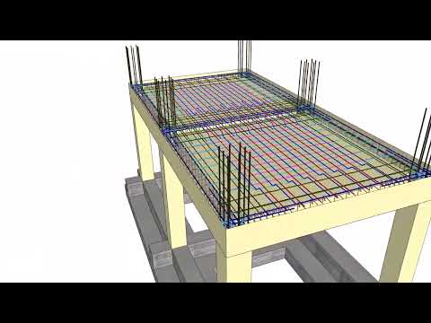 Two way RC solid slabs | beams | columns | rebar placement | reinforcement details - 3D animation
