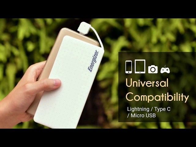 Video Teaser für Energizer® Quick Charge 3.0 Power Bank with Type-C/Lightning/Micro USB Cable (XP10002A_CQ_MQ)