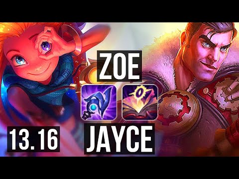 ZOE vs JAYCE (MID) | 9/0/8, Legendary, 600+ games, 1.0M mastery | KR Master | 13.16