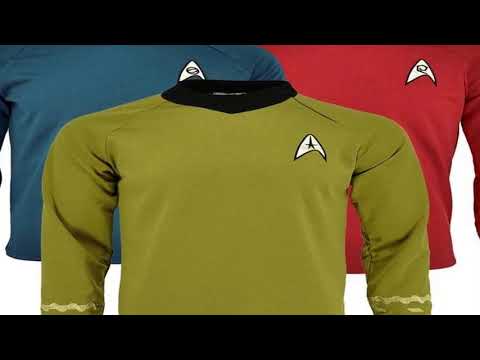#Halloween costume Startrek Cosplay TOS Captain Kirk Gold Shirts Spock Blue Uniforms Red Starfleet