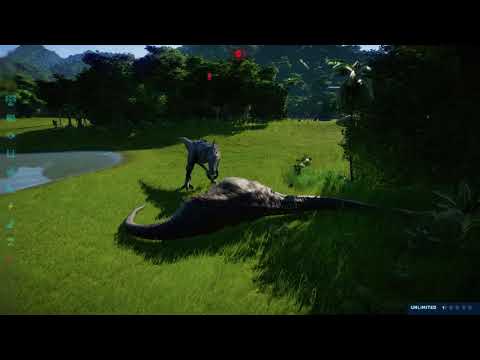 Jurassic World Evolution: I-Rex kills mamenchisaurus!