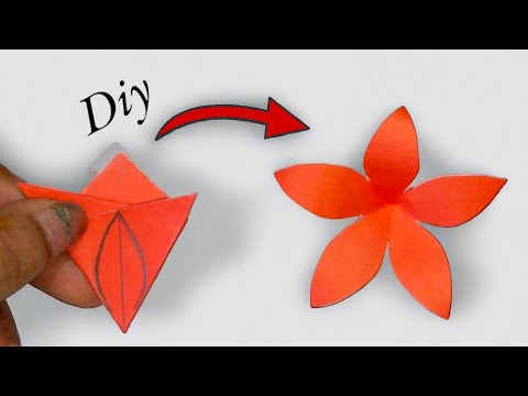How to make paper flower easy | 5 petal paper flower making idea | easy paper flower craft