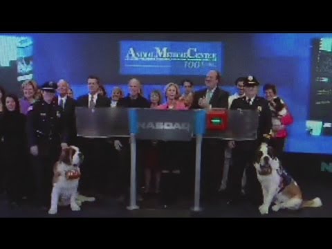 Greenfield Police dogs ring NASDAQ bell