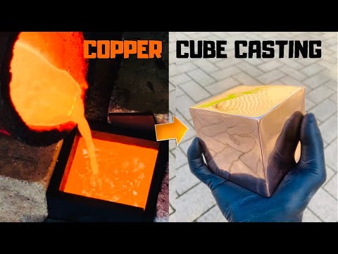 Huge Copper Cube Casting - Trash To Treasure - ASMR Metal Casting - BigStackD Casting Copper
