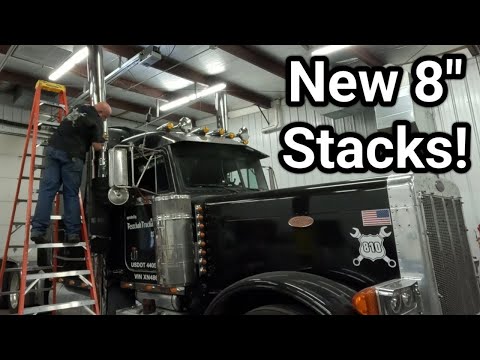 Peterbilt 379. 8 Inch Exhaust Stack Install Black Dog Barks!