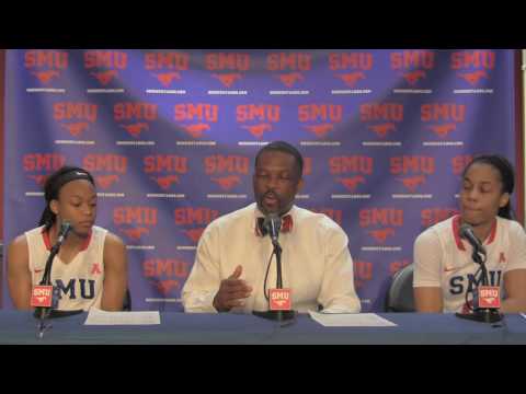 SMU vs. Abilene Christian (WNIT): Head Coach Travis Mays, Morgan Bolton and Kiara Perry Postgame