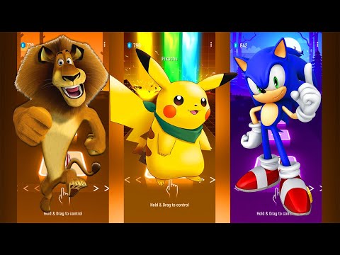 Madagascar vs Pikachu vs Sonic - Tiles Hop EDM Rush