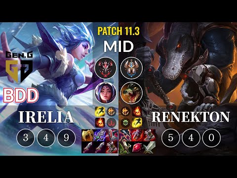 GEN Bdd Irelia vs Renekton Mid - KR Patch 11.3