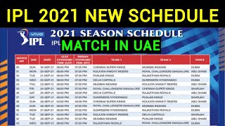 IPL 2021 New Schedule ( 19 SEP in UAE) , Fixture and Match Date and Time | IPL 2021 New fixture