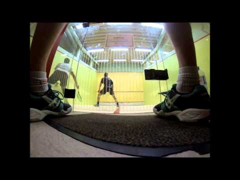 Ballwechsel bei den Austrian Open am 14.03.2014 gegen Aqeel Rehman