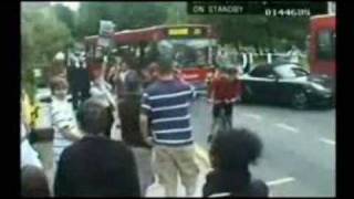 Bus driver rams illegally parked Porsche