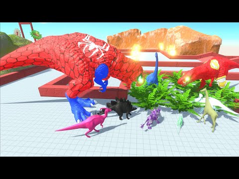 ESCAPE FROM SPIDERMAN T REX DEATH RUN - Animal Revolt Battle Simulator