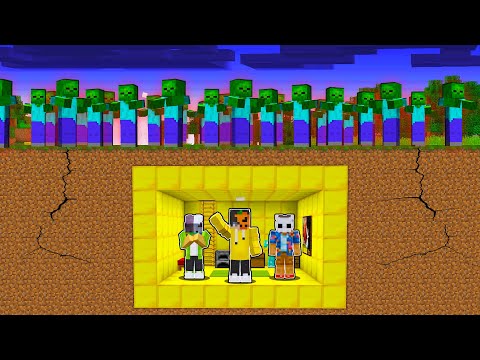 Minecraft GİZLİ SIĞINAK vs ZOMBİ KIYAMETİ! (köyün koruyucusu😎)