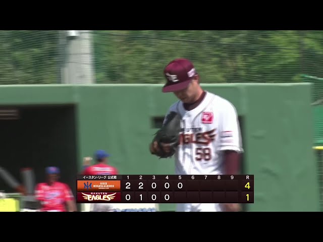 [Farm Game] He lets them hit the ball at the end! The Eagles 'Wataru Karashima a great relief pitch with four strikeouts and no runs allowed in strike out inning! August 23, 2025 Tohoku Rakuten Golden Eagles vs. Oisix Niigata Albirex BC
