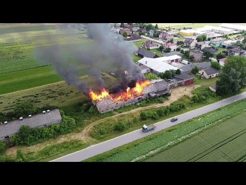 Pożar budynku gospodarczego w Dmeninie