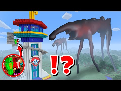 JJ and Mikey BIGGEST Paw Patrol Tower vs DAY 18 in Minecraft - Maizen