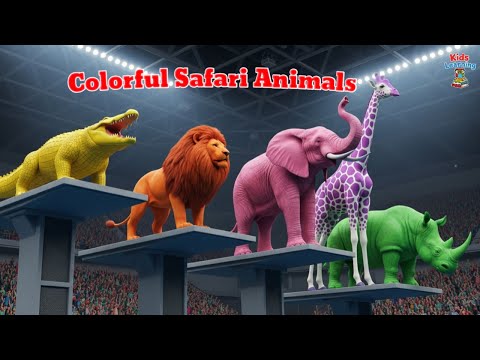 ABC Colorful Safari Animals Diving Song | Nursery Rhymes | ABC Songs | ABC Animals Sounds