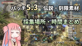 【FF14】パッチ5.3伝説・刻限素材の採集場所と時間まとめ