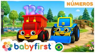Corrida de Números com Veículos Coloridos | Aprenda a Contar de 1 a 10! 🚗🚜 | BabyFirst Brasil
