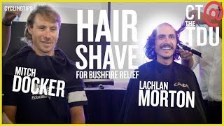 Locks lost: Lachlan Morton and Mitch Docker shave their hair for bushfire relief