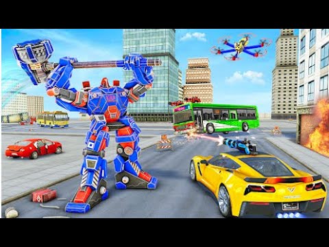 Amazing Bus Robot Car Part-1 | Rescue City Drone Robot Transforming Android GamePlay | By Game Crazy