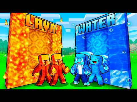 JJ and Mikey vs Villagers: ELEMENTAL PORTAL BATTLE in Minecraft - Maizen