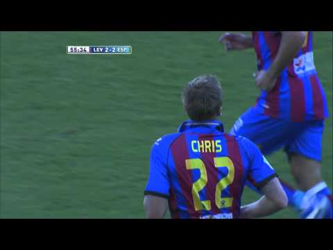 Gol de Christian Lell (2-2) en el Levante UD - RCD Espanyol Jornada 3