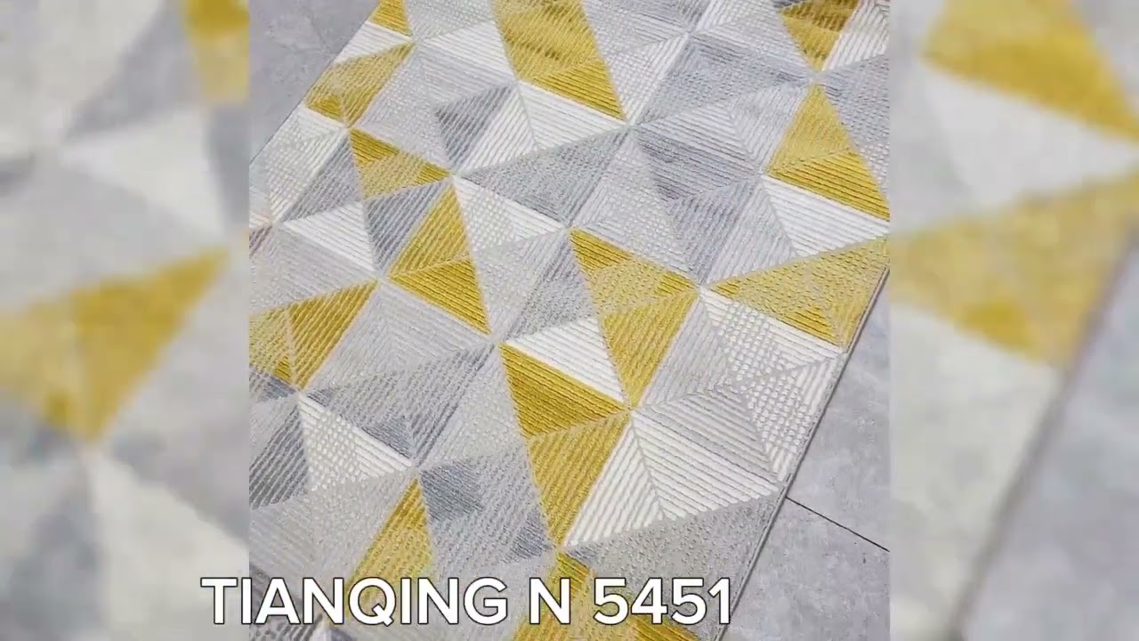 Thảm trang trí sofa hoa văn ô vuông chéo sáng màu TIANQING N 5451