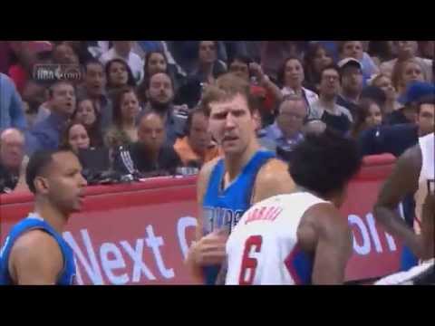 DeAndre Jordan elbows Dirk Nowitzki. Then Dirk gets payback