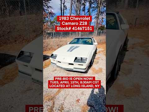 Z28! HUGE IAA classic cars sale on 4/15, 8:30am CST. This 1983 Camaro Z28 has a CLEAR Title! #iaai