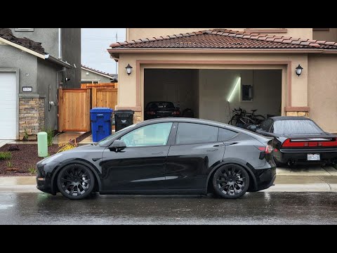 INSANE Tesla Model Y Transformation! You Won't Believe How LOW It Goes! 😱 | Slammed Tesla for $590