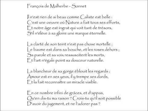 Malherbe (François de) : SONNET - Il n'est rien de si beau comme Caliste est belle :