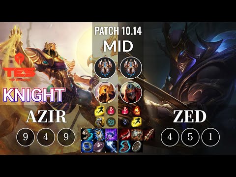 TES knight Azir vs Zed Mid - KR Patch 10.14