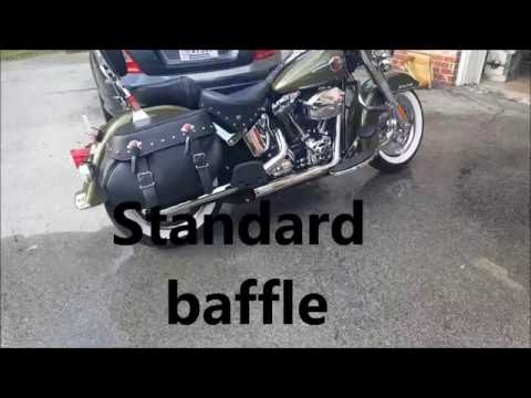 2016 Harley Davison Heritage classic Vance and Hines Straight Shots HS Slip-on Baffle Comparison