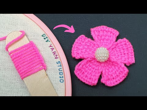 Amazing Woolen Flower Craft Ideas with Icecream Stick - Hand Embroidery Design