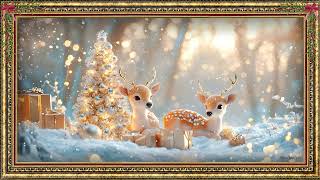 Enchanted Christmas: Deer and Glowing Trees in a Snowy Wonderland  | Art for your TV | 4K 🦌✨