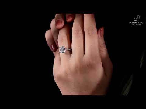 3 CT Radiant Cut Lab Grown Diamond Engagement Ring, EF/VS Lab Created Diamond Wedding Ring