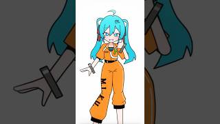 at  miku grew 2 orange on her shoulder - LET.ME.OUT Miku edition🩵