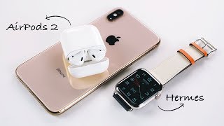 AirPods 2 и распаковка Apple Watch S4 Hermès