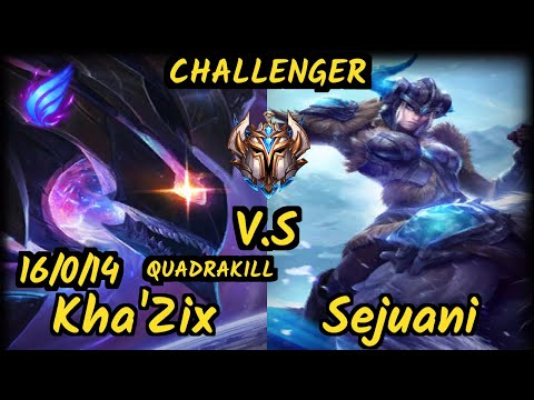 ESG Agurin (KHA'ZIX) vs SEJUANI - QUADRAKILL 16/0/14 KDA JUNGLE CHALLENGER GAMEPLAY - EUW