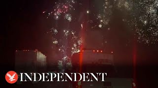 Truck carrying fireworks crashes and sparks impromptu display in Canada